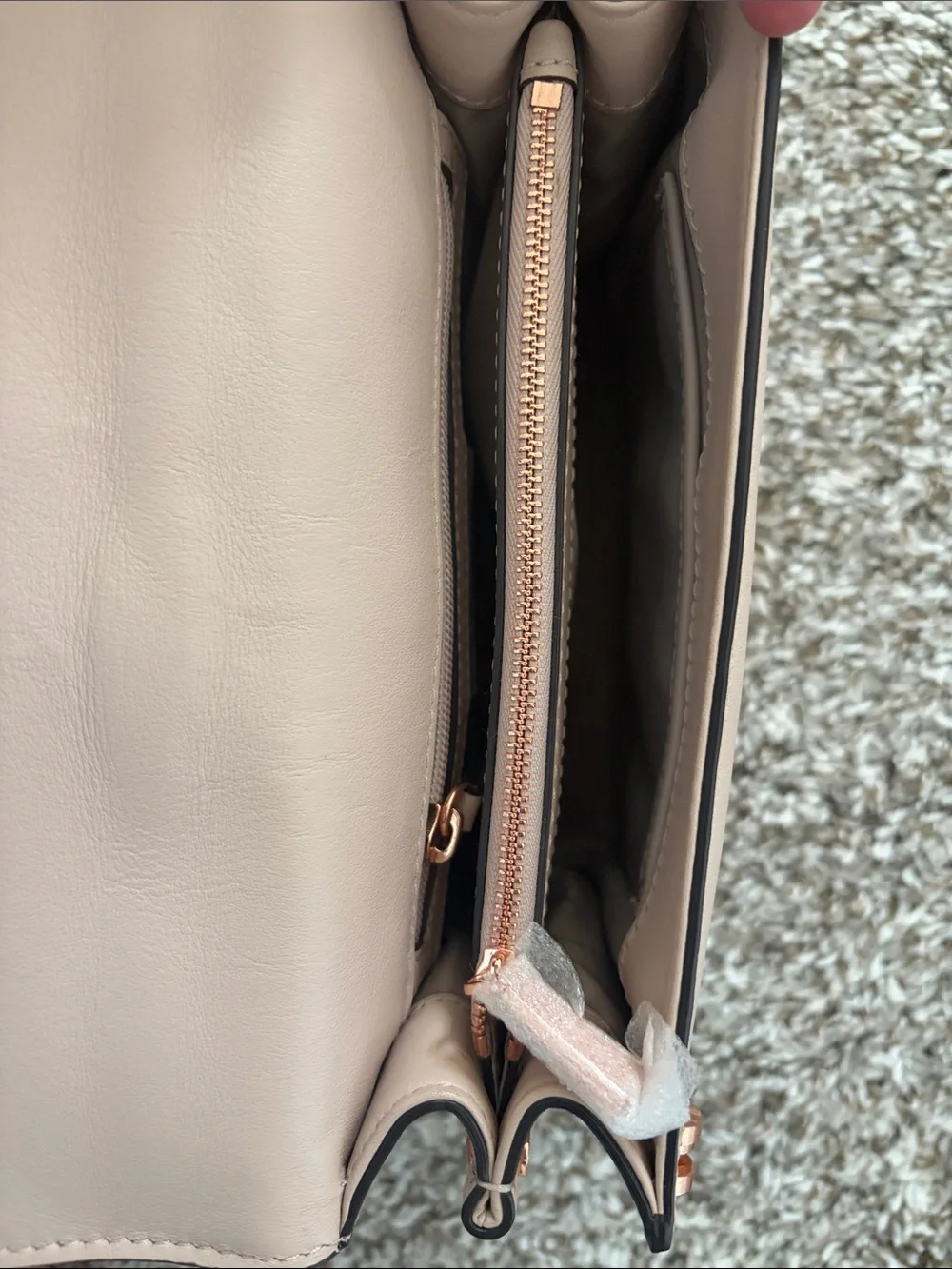 Michael Kors Neutral Studded Crossbody Bag with Rose Gold Chain